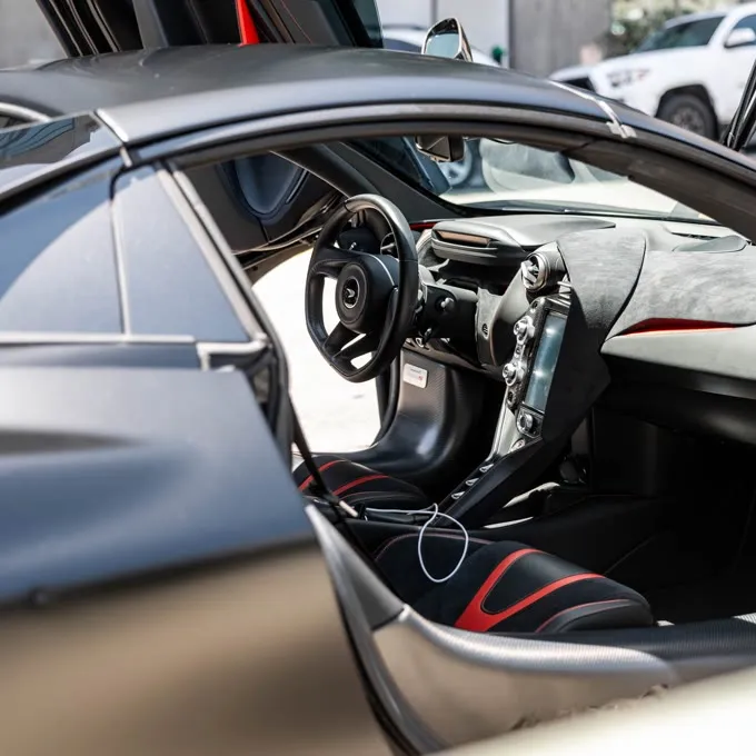 McLaren 720S interior after detailing, butterfly door up